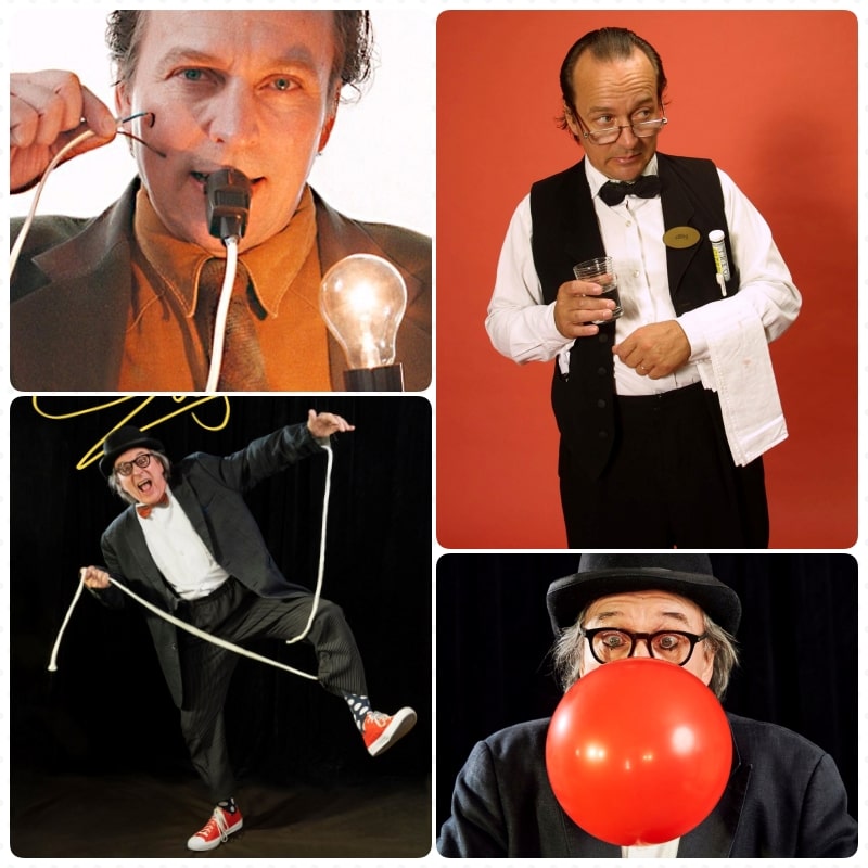 Clown och trollkarl i samma show